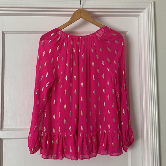 Fuchsia Lilly Pulitzer Tensley Silk Blouse - Picture 5 of 7